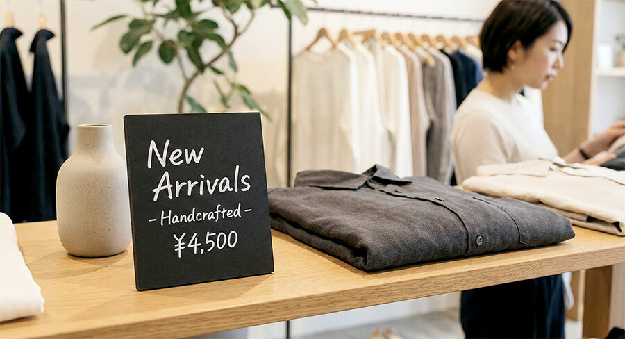 アパレル店で使用されるブラックボード画像