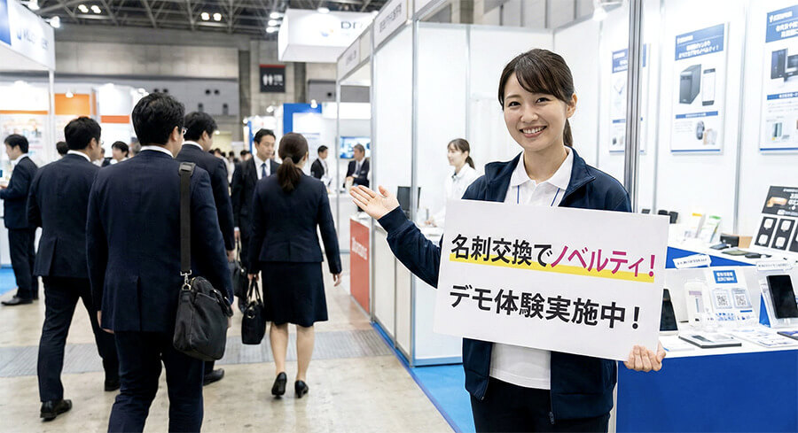 展示会ブースのスチレンボードの手持ちボード画像