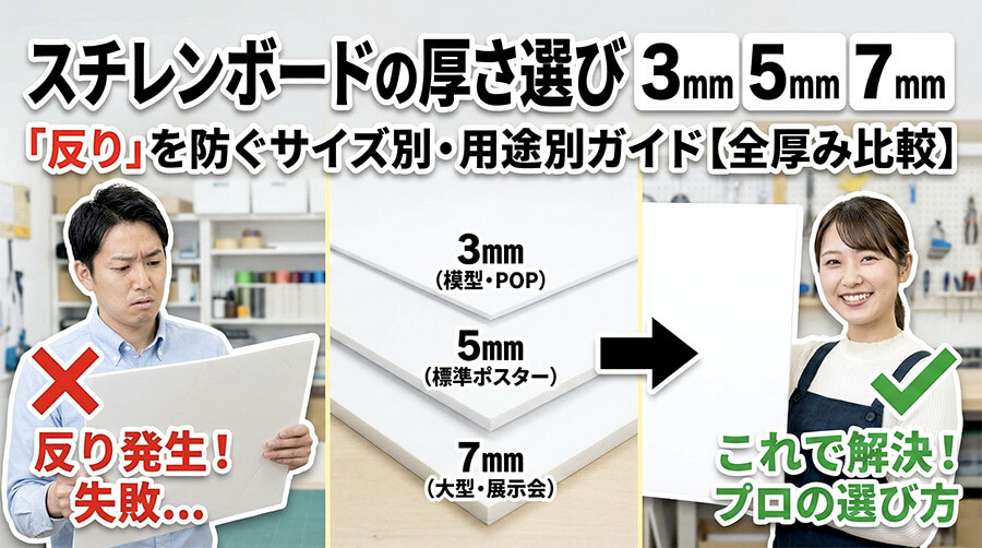 スチレンボードの厚さは3mm, 5mm, 7mm選び方は？「
